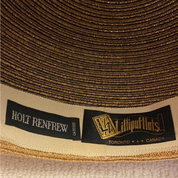 One-of-a-Kind Straw Hat - Navy, Tan, with Silk Navy Bow - Picture 6 of 6